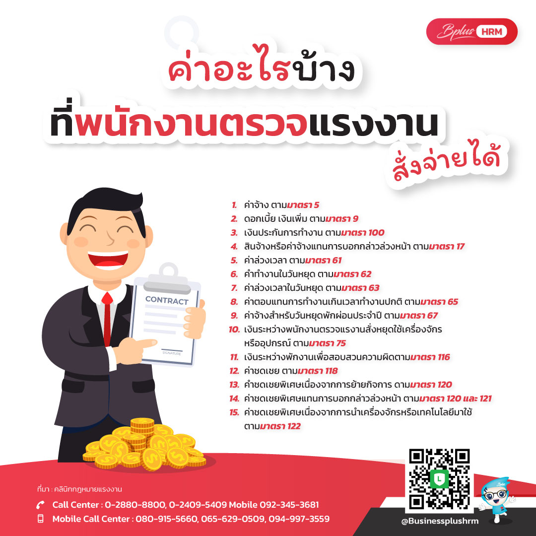 ค่าอะไรบ้าง ที่พนักงานตรวจแรงงาน สั่งจ่ายได้