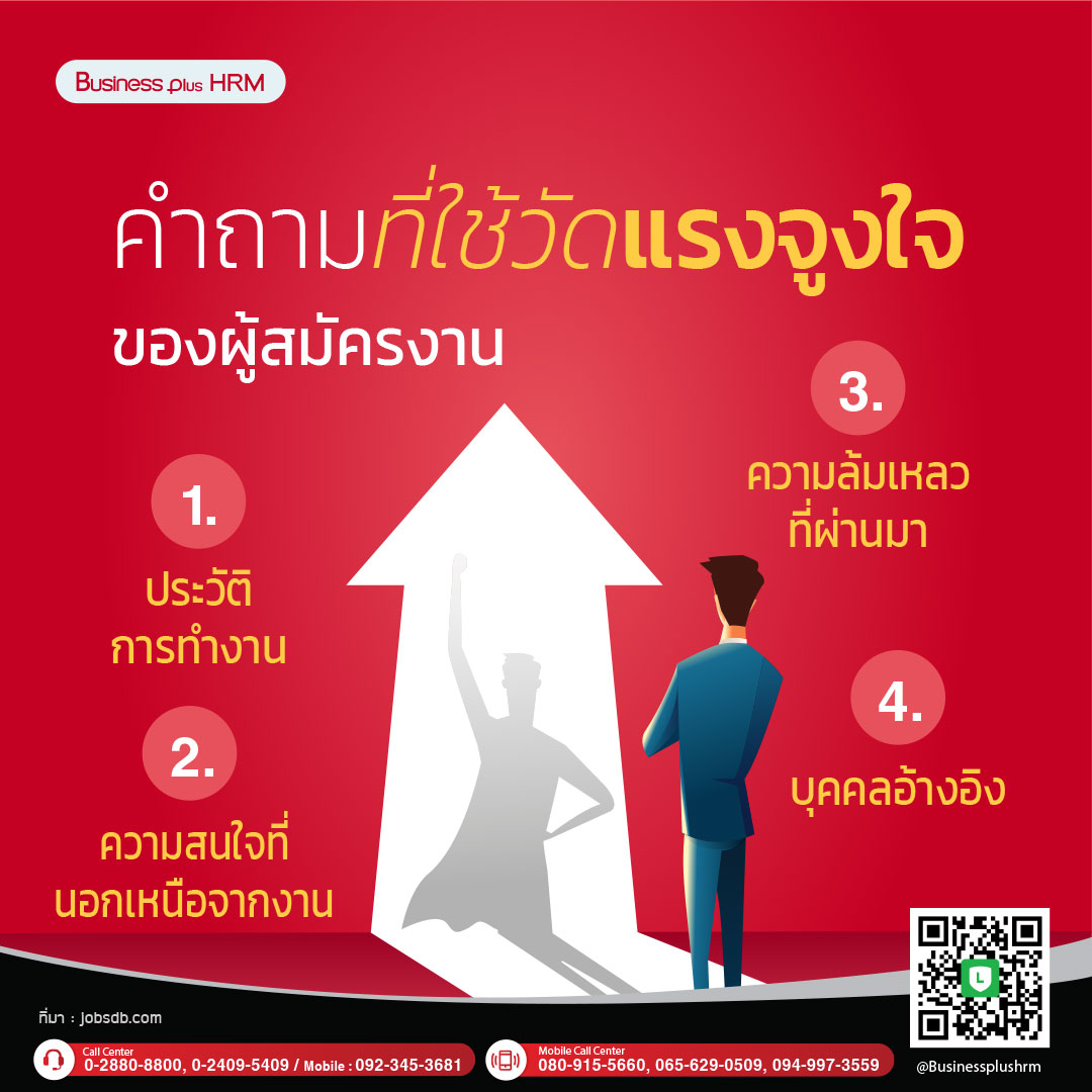 คำถามที่ใช้วัดแรงจูงใจของผู้สมัครงาน