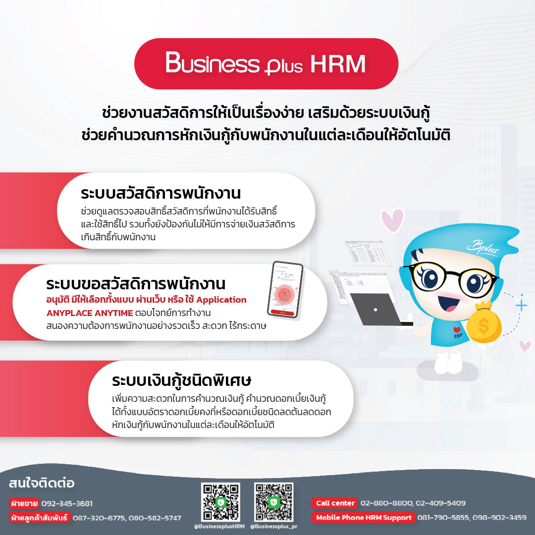 Business Plus HRM ช่วยงานสวัสดิการให้เป็นเรื่องง่าย พร้อมเสริมด้วยระบบเงินกู้
