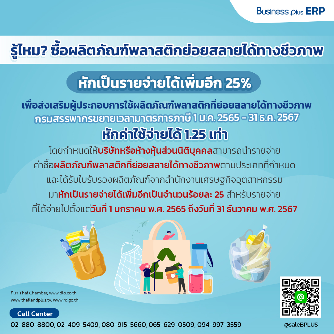 รู้ไหม? ซื้อผลิตภัณฑ์พลาสติกย่อยสลายได้ทางชีวภาพ หักเป็นรายจ่ายได้เพิ่มอีก 25%