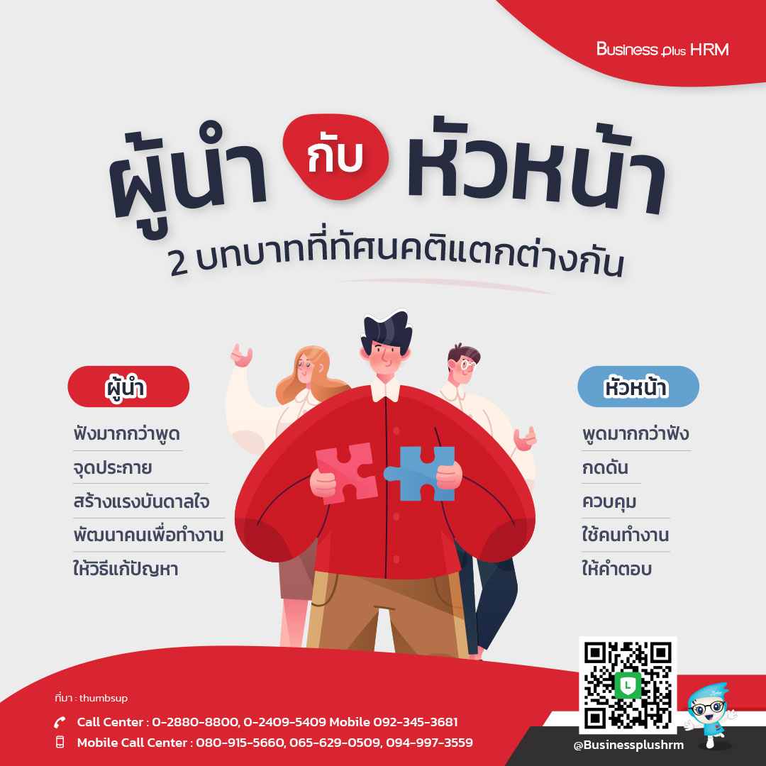 ผู้นำ กับ หัวหน้า 2 บทบาทที่ทัศนคติแตกต่างกัน