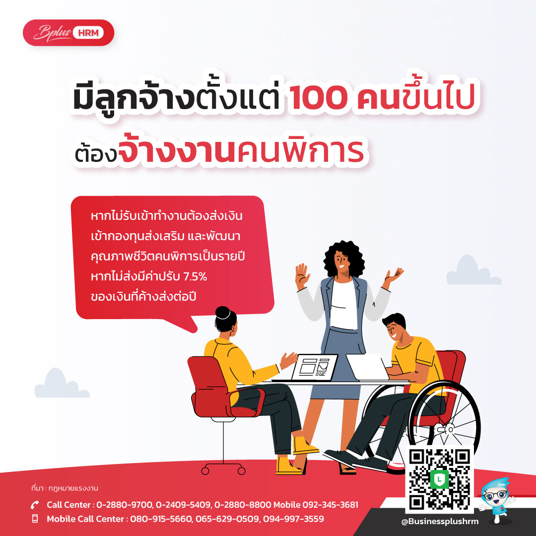 มีลูกจ้างตั้งแต่ 100 คนขึ้นไป ต้องจ้างงานคนพิการ