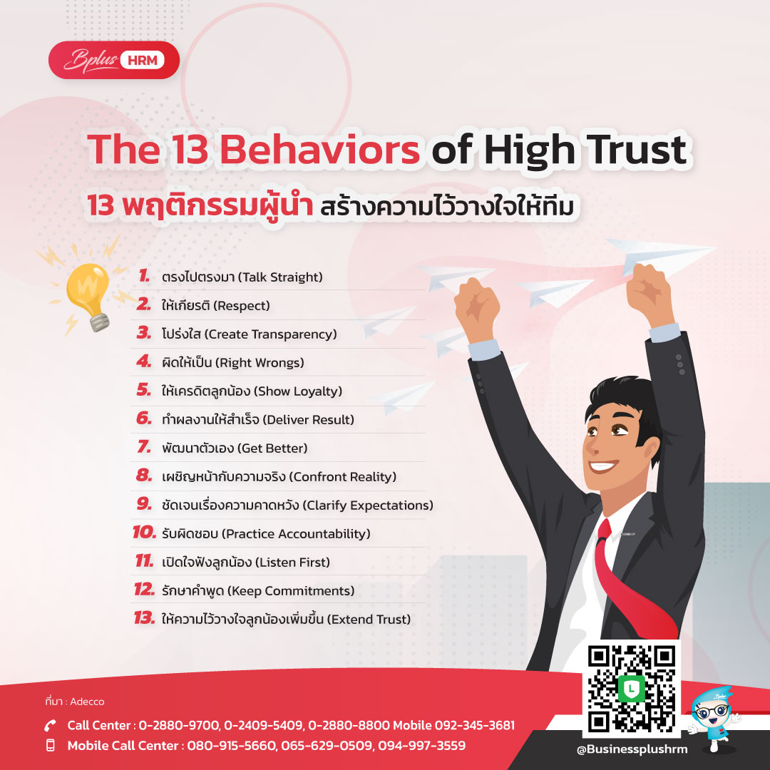 The 13 Behaviors of High Trust   13 พฤติกรรมผู้นำ สร้างความไว้วางใจให้ทีม