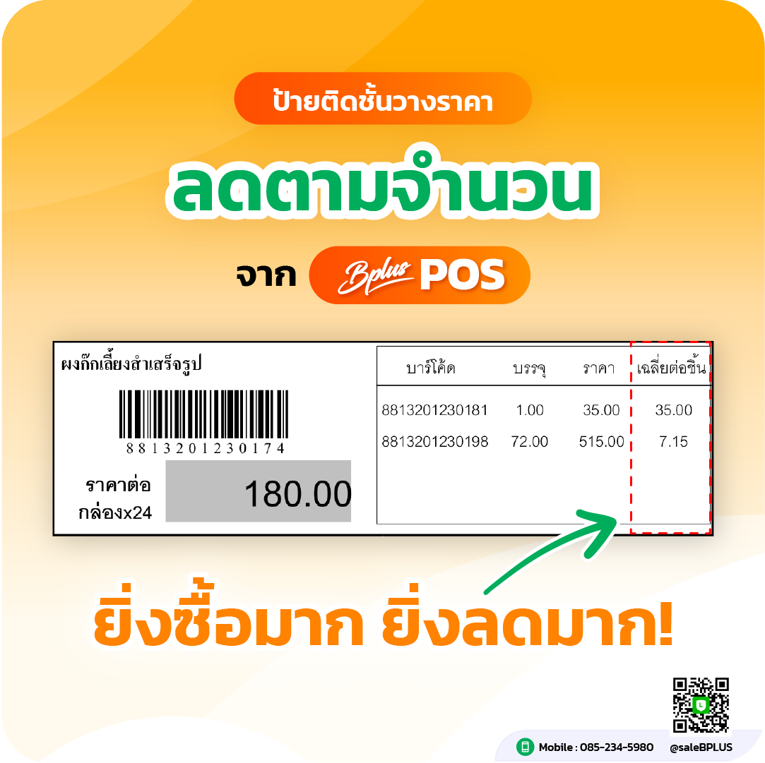 ป้ายติดชั้นวาง “ราคาลดตามจำนวน” ฟีเจอร์ใหม่จาก Bplus ใช้งานง่าย ไม่ต้องตั้งค่า