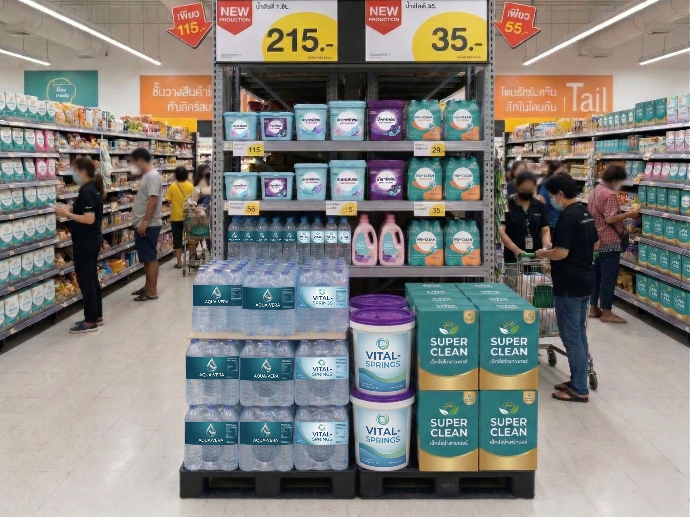 Heavy items on lower shelf