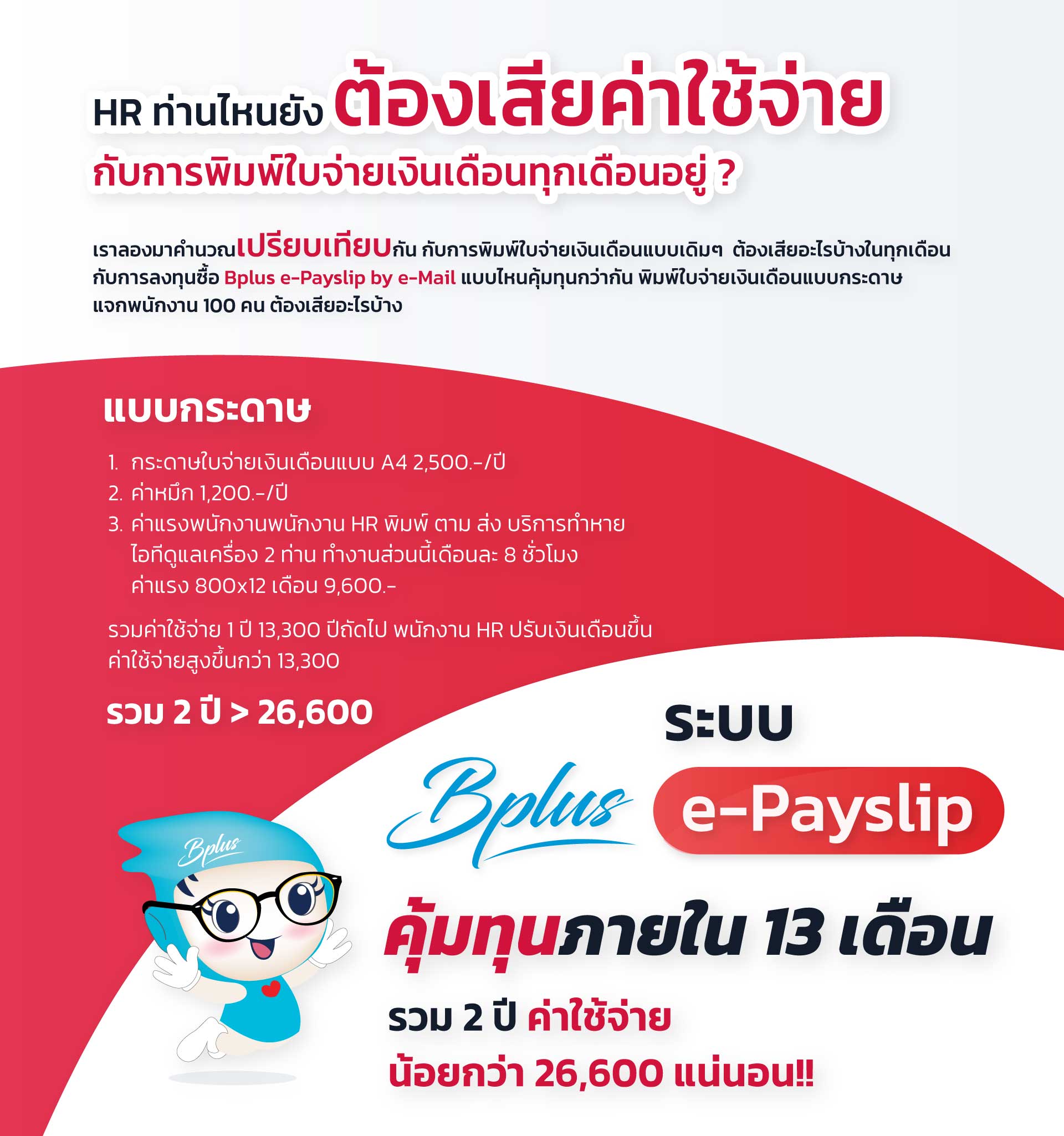 เทียบค่าใช้จ่ายของการใช้กระดาษกับ E-Payslip - ระบบส่งใบจ่ายเงินเดือนแบบออนไลน์