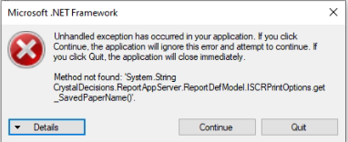 เรียกรายงานขึ้น Error Microsoft.Net Framework